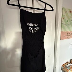 Black Mesh Cutout Lingerie Dress